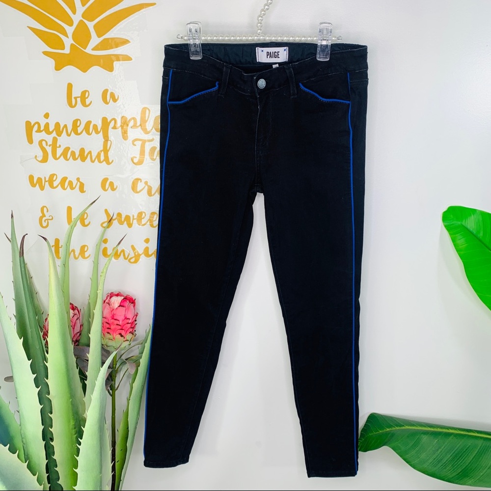 PAIGE Black Velvet Skinny Denim Jeans Size 29 - Picture 2 of 13